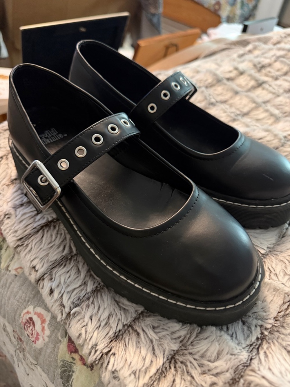 wild fable Black Faux-Leather Mary Jane Platform Shoes